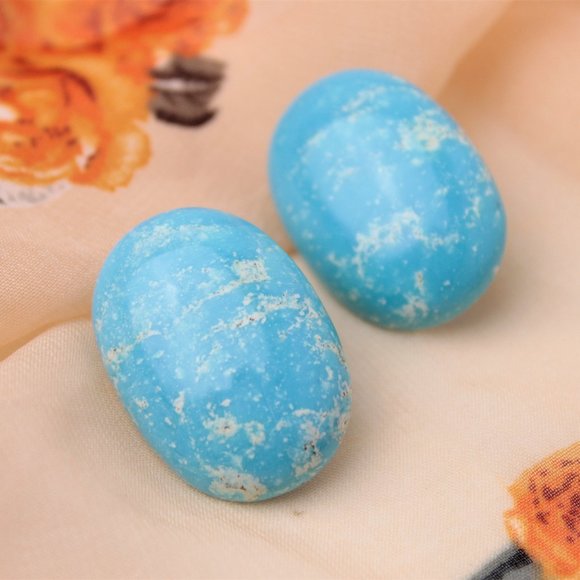 🌹Vintage Glorius sky blue oval shape stud earring - Picture 4 of 15